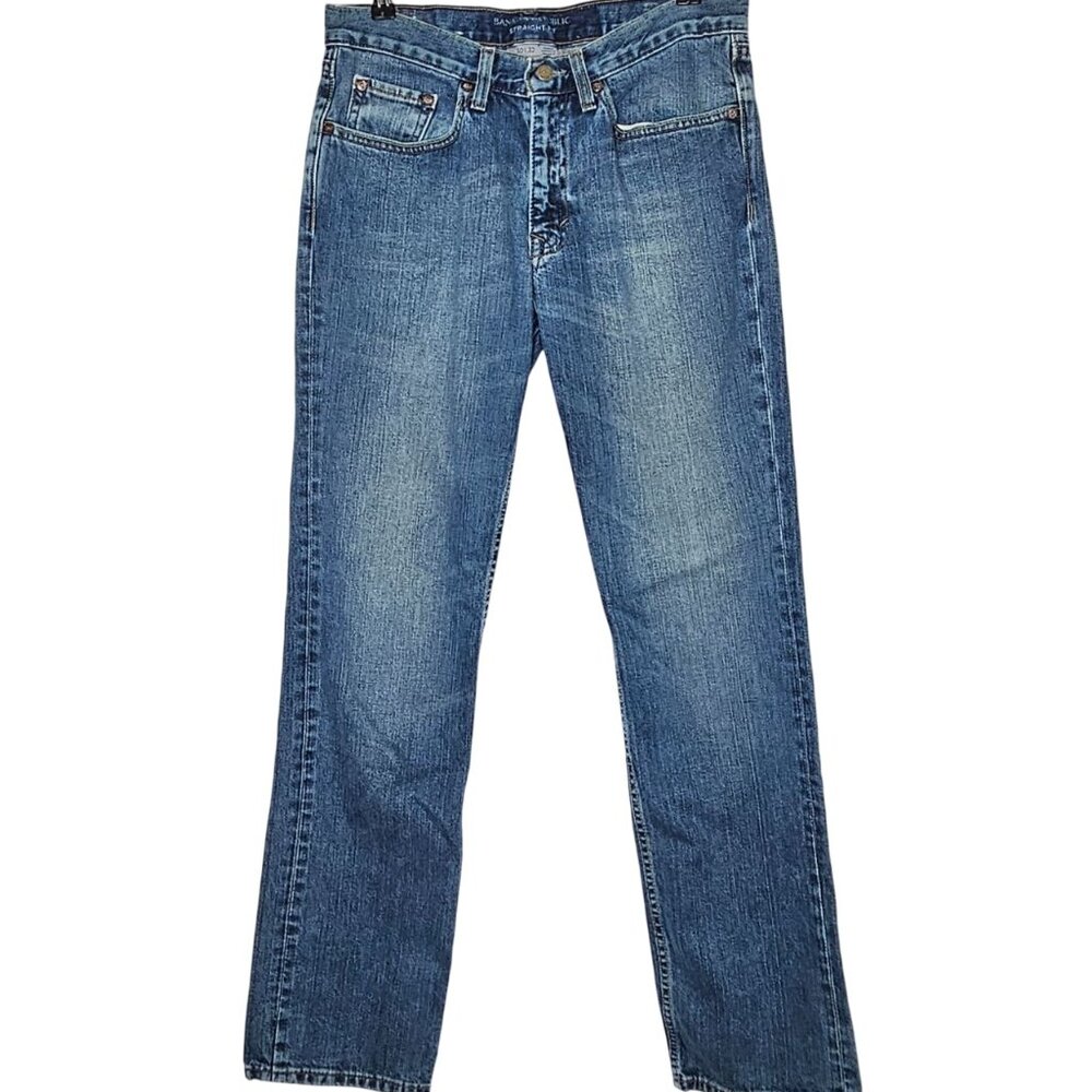 Mens Banana Republic Straight‎ Fit Blue Denim Jeans Size 30x32 Classic Cotton